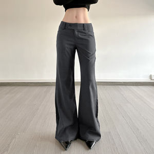 Women Button <b>Down</b> Straight Leg Trousers Loose Fit Woven <b>Pants</b> Y2K Style Ladies Casual Long <b>Pants</b> - Product Image 5