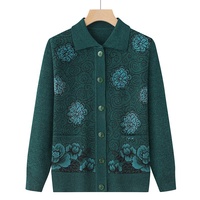 2026 Bestseller Senioren Frühling und Herbst Pullover Revers Langarm Jacquard Klassische Strickjacke Lose Jacke