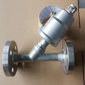 Y type flange pneumatic control piston angle seat valve made in China factory