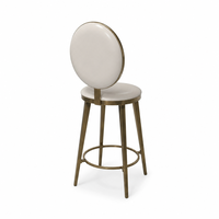 Chaise de bar contemporaine en cuir PU blanc avec piètement en acier inoxydable doré et dossier ovale moderne pour la location événementielle