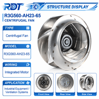 Ventilateur de refroidissement RadiCal à faible consommation d'énergie d'origine allemande R3G560-AH23-65, conception compacte à faible bruit, refroidissement HVAC pour centre de données