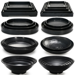 صواني شواء مستطيلة من الميلامين الأسود من المصنع مباشرة، أطباق وأوعية ميلامين للطعام، أطباق عشاء للمطاعم - Product Image 2