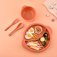 Ensemble de couverts en plastique détachable avec dessin animé assiette pour enfants bol à soupe fourchette et cuillère vaisselle pour enfants