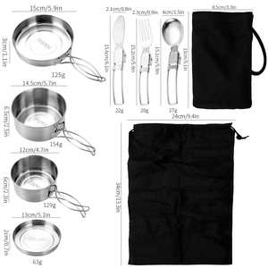 <span class=keywords><strong>Set</strong></span> di Pentole da Campeggio Isolate in Acciaio Inox 304, Ecologiche, Portatili, Multifunzionali, per Picnic, con Contenitore Pieghevole per Esterni - Product Image 6