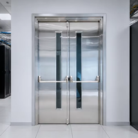 Porte double en acier inoxydable ignifuge avec barre anti-panique, barre de sécurité, dispositif de sortie à tige verticale pour bâtiment commercial intérieur