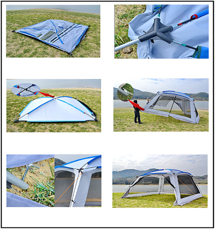 Waterproof 210D Outdoor Sport Tent 360*360*220cm Automatic Pop Up Tent Family