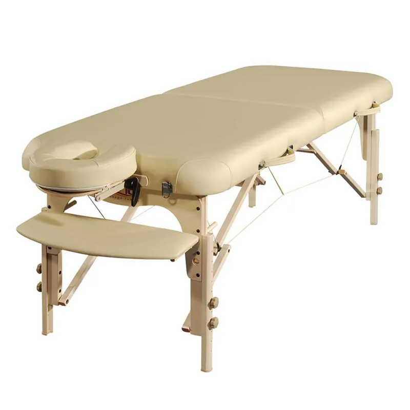 Manufacturer Wholesale OEM Height Adjustable European Beech Wood Memory Foam Wooden Portable Folding Massage Table