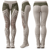 Leggings en tricot à taille haute pour femme, en mélange de laine personnalisé, avec motif celtique en relief, pour l'automne et l'hiver, pour se tenir au chaud