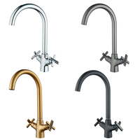 Robinet de cuisine en laiton de haute qualité, design classique et contemporain, finition or brossé, eau chaude et froide instantanée pour hôtels