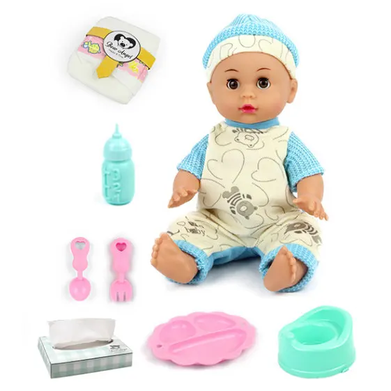 Muñecas de bebé de vinilo con aspecto Real para recién nacidos, muñecos de bebé de silicona de 14 pulgadas con accesorios con Ic, lata para orina y bebida