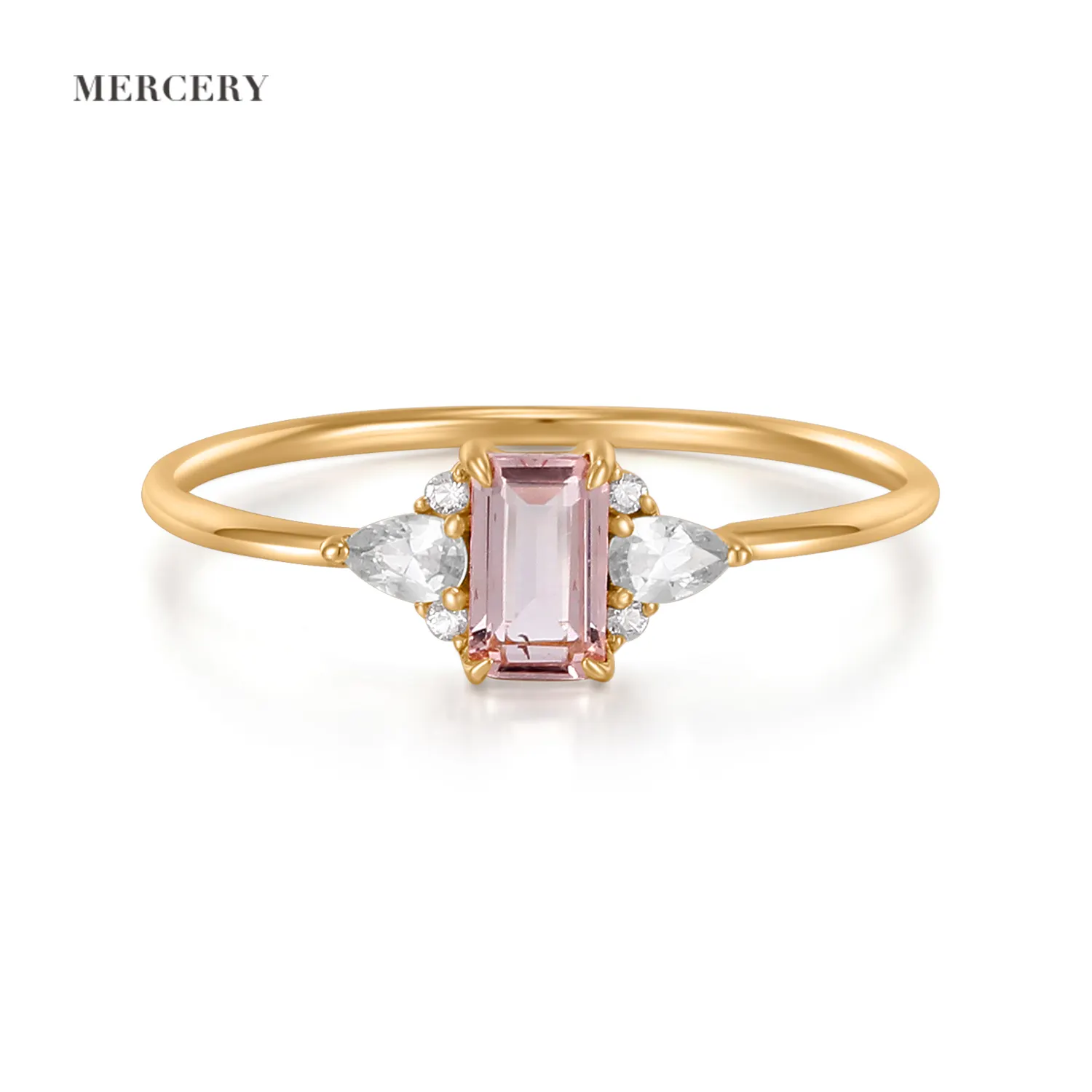 Mercery bijoux 2022 mode tendance bijoux magnifiquement conçu de haute qualité 14K or massif pierres précieuses anneaux pour les femmes