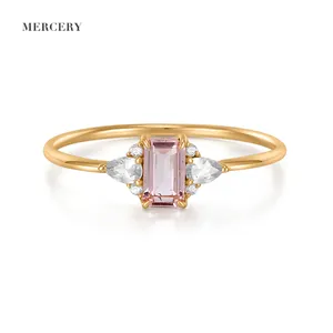 Mercery-joyería de moda para mujer, anillos de piedras preciosas de oro sólido de 14K con diseño bonito, 2022