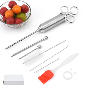 Seringue à viande robuste de 2 oz en acier inoxydable 304 avec 3 aiguilles injectrices pour marinade, idéale pour barbecue, fumoir, steak, dinde - Product Image 2