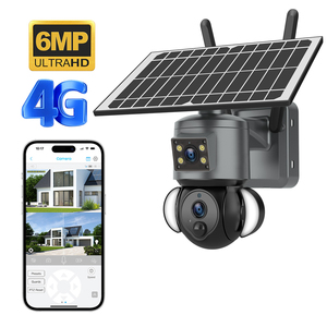 Oem 6MP IP68 ngoài trời không thấm nước Ống kính kép không dây hai chiều âm thanh PTZ tự động 4 gam Sim Thẻ theo dõi treo tường CCTV năng lượng mặt trời đám mây - Product Image 1