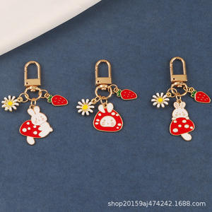 ute <b>Mushroom</b> Rabbit Alloy Oil Drop Keychain Pendant Fresh Bunny Strawberry Accessories Earphone Case Bag <b>Decoration</b> - Product Image 2