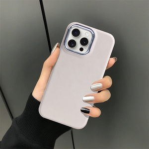 Lichicase 简约纯色皮革手机壳适用于 vivo X300 X300 Pro 金属相机镜头手机壳 - Product Image 4