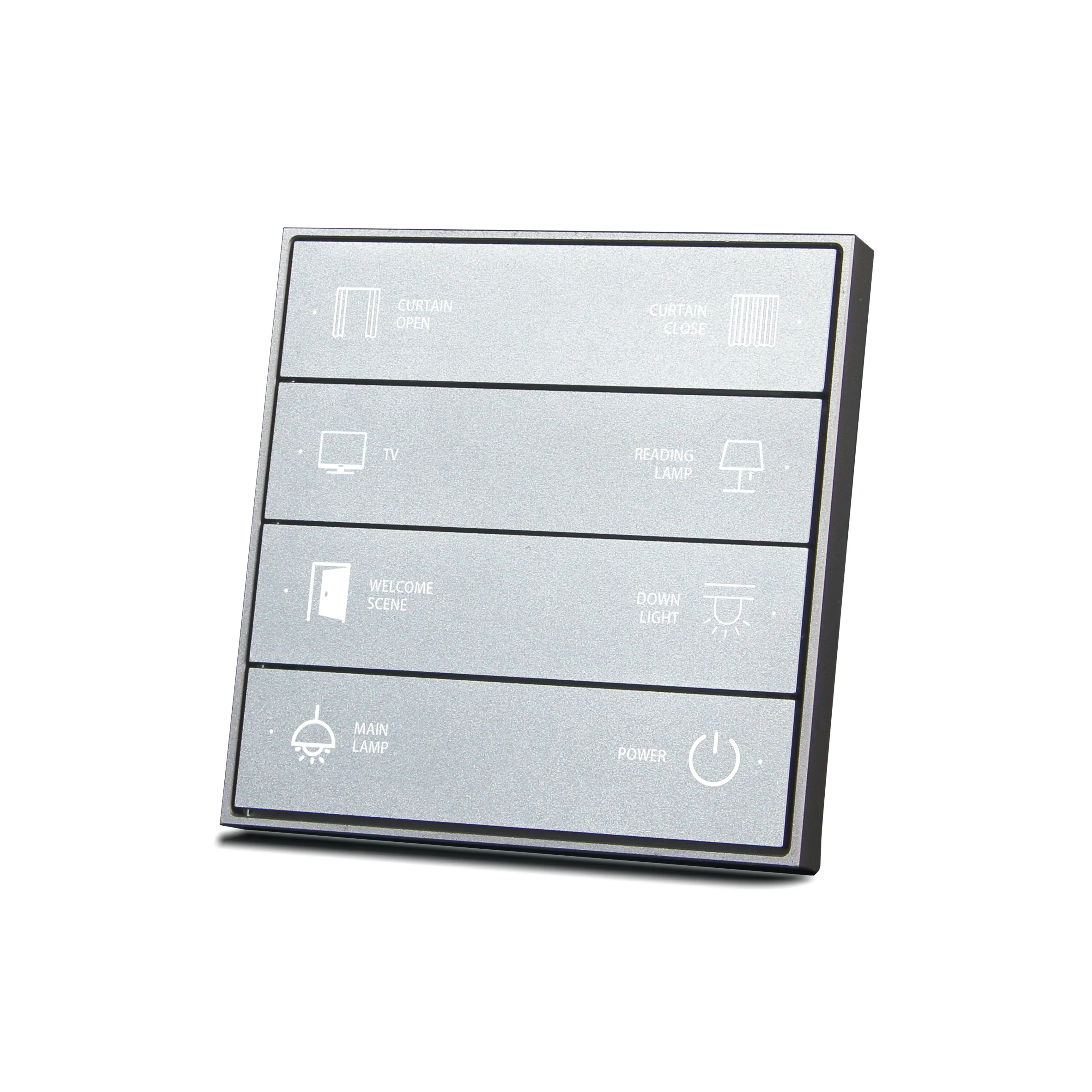 KNX Smart Automation System Smart Home Hotel Wall Switch Intelligent Silver 8 Push Button Panel