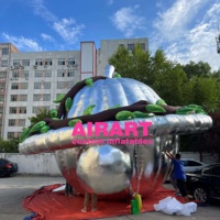 Nouvelle tente gonflable en forme d'OVNI de science-fiction d'usine, maison gonflable en argent pour festival de film, décoration d'événement publicitaire extérieur