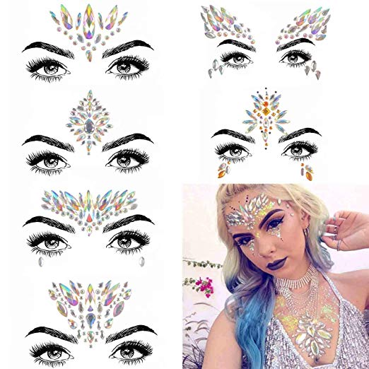 Драгоценности для лица русалки со стразами, наклейки для тела, хрустальные драгоценные камни, временные наклейки