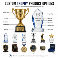 Trophée personnalisé en acrylique cristal avec base en bois, gravure laser du logo, cadeau de cérémonie de reconnaissance d'entreprise