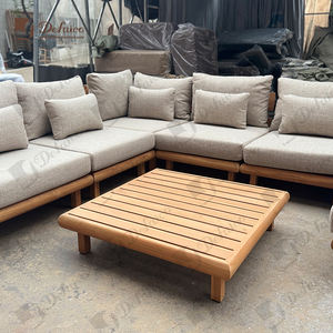 Meubles de canapé en teck d'extérieur modulaires classiques modernes avec coussins confortables pour se détendre sur le balcon - Product Image 5