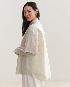 2024 dernier hiver à manches longues personnalisé coton <span class=keywords><strong>lin</strong></span> femmes <span class=keywords><strong>chemise</strong></span> surdimensionnée - Product Image 3