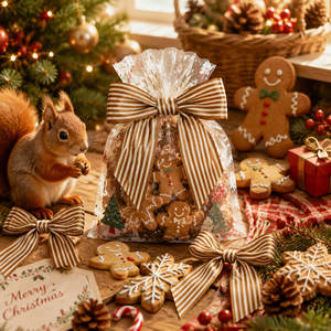 Bolsas de Regalo Personalizadas para Fiestas de Navidad y Bodas, Bolsas para Pasteles, Lazos de Cinta de Satén Hechos a Mano con Cierre de Alambre - Product Image 4