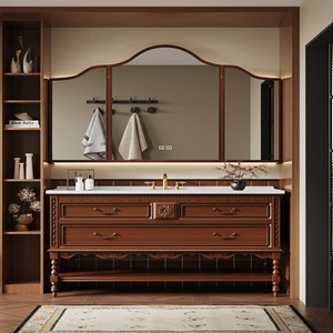 Espejo Inteligente Retro de Nogal <span class=keywords><strong>para</strong></span> <span class=keywords><strong>Baño</strong></span>, Mueble de <span class=keywords><strong>Diseño</strong></span> Premium, Ecológico, Resistente al Agua, Estilo Clásico <span class=keywords><strong>para</strong></span> Baños Modernos - Product Image 1