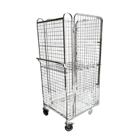 Transport pliant treillis métallique pliable grande capacité cueillette chariot à 4 côtés pour entrepôt