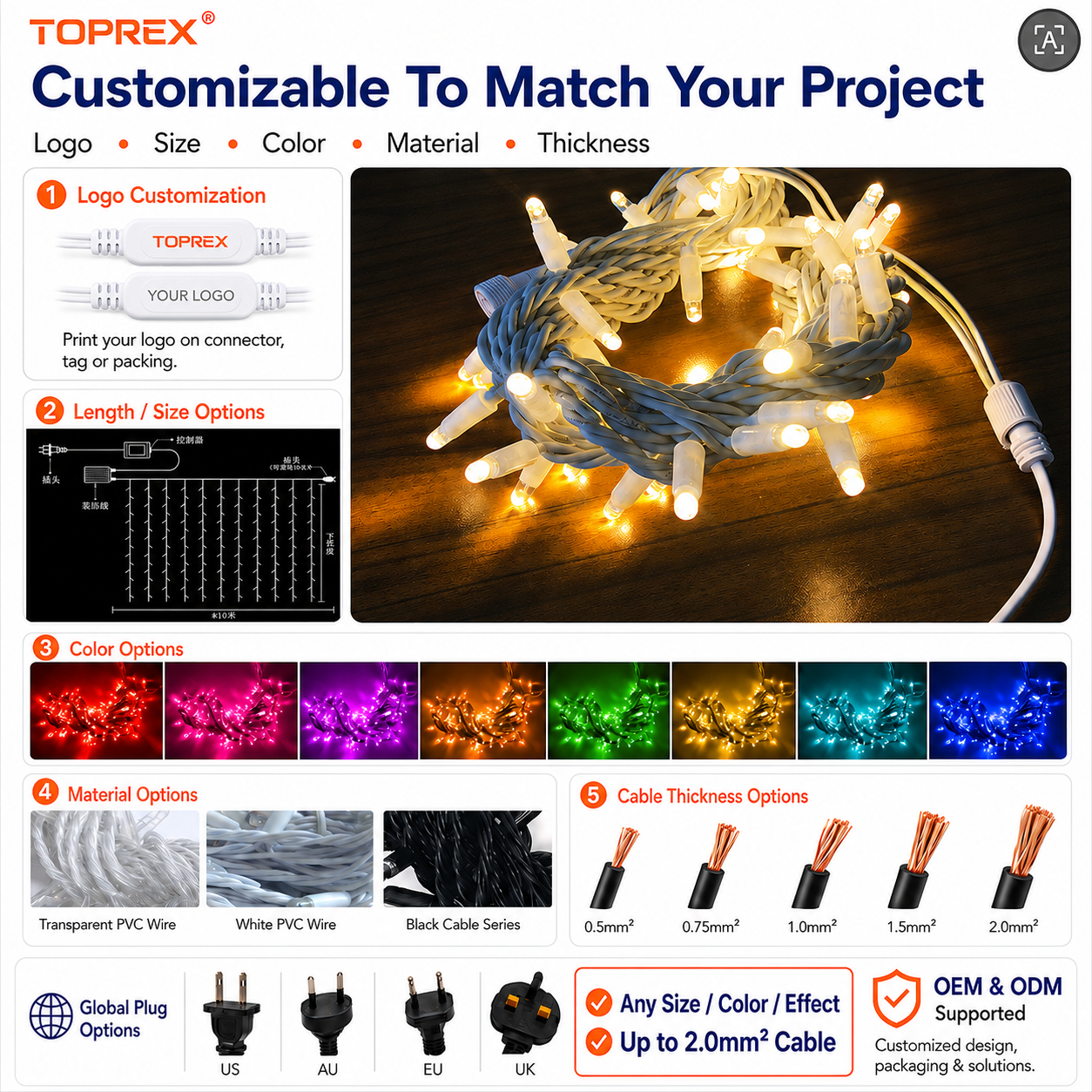 TOPREX Christmas LED Curtain Lights 5M 96LEDs for Retailers Event Planners Mall Holiday Outdoor Building Decorations · image 3
