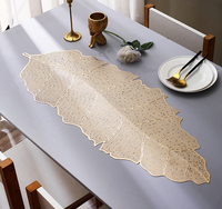 Nouveau Tapis de Table Décoratif Feuille Métallique en PVC Doré pour la Maison