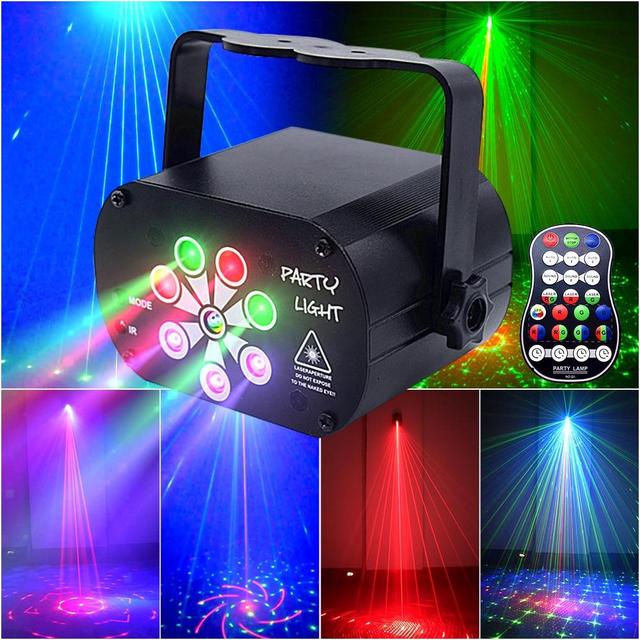Portable RGBWA DJ Party Laser Light with Sound Activated Fluorescent Disco Stage Light for KTV Bar Home  Fluorescent Party