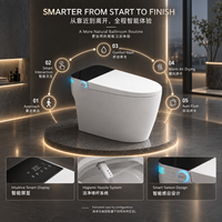 WC intelligent moderne en céramique monobloc avec bidet intégré, chasse d'eau automatique à capteur et télécommande pour salle de bain