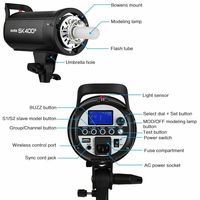Flash stroboscopique pour studio photo Sk400ii 400ws, accessoires de studio photo, lumière intégrée, système sans fil 2.4g X, Gn65 pour la prise de vue