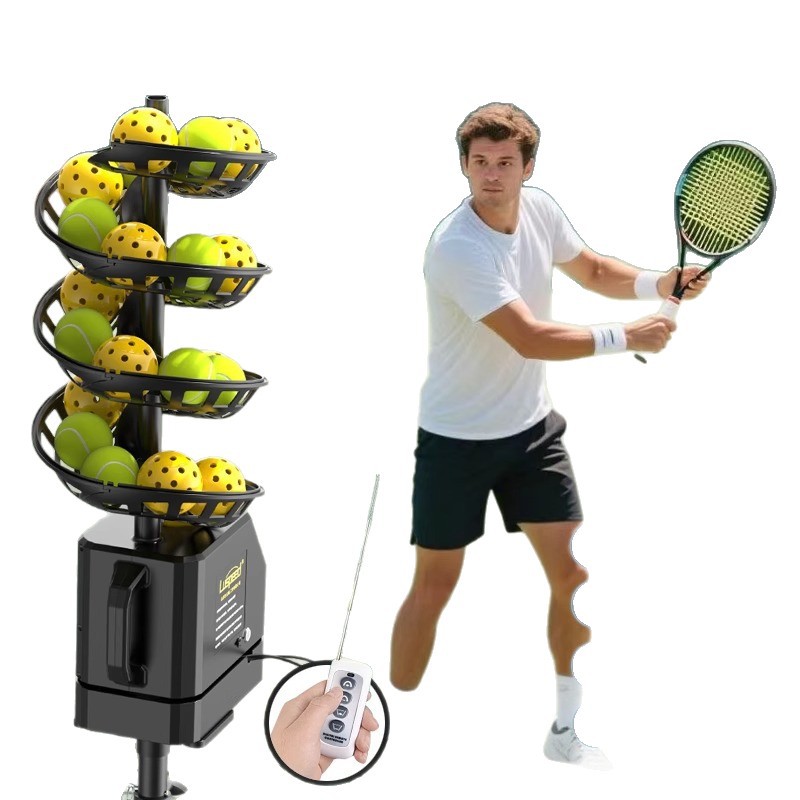 Tennis Pickleball Universal Ball Machine Remote-Controlled Adjustable Frequency/Direction Ball Feeding Trainer Catching