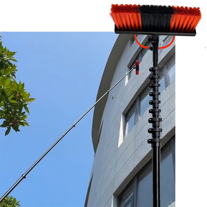 42FT Customizable Handheld Solar Panel <b>Brush</b> Long Water Fed Telescopic Window Cleaning Pole <b>Extendable</b> Metal Roof Cleaner - Product Image 1