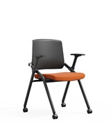 Chaise de bureau ergonomique moderne pliable et empilable en maille avec cadre en fer, assise en mousse moulée, dossier solide, pour usage commercial et domestique
