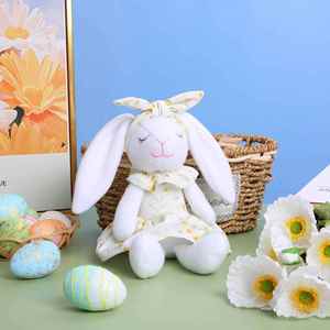 New Spring Long Ear Rabbit Plush <b>Doll</b> Floral Dress Flower Gnome Ornaments Easter Party Home Decor Christmas Factory - Product Image 2