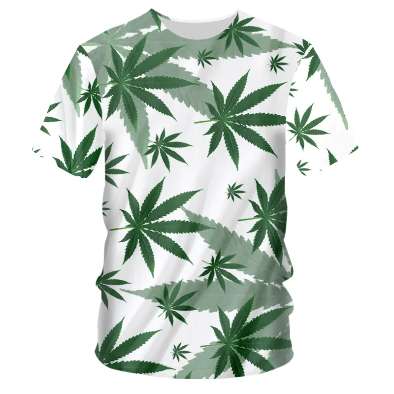 Nieuw Zomer Wietblad 3d Bedrukt T-Shirt Mannen Vrouwen Kinderen Cool Casual Mode Streetwear T-Shirt 3d