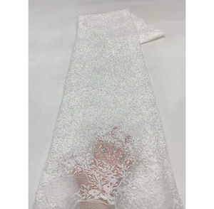 Nouveau Tissu en Dentelle Africaine de Haute Qualité Écologique de 5 Yards avec Broderies de Perles et Paillettes <span class=keywords><strong>Chantilly</strong></span> pour Robes Femme – <span class=keywords><strong>Prix</strong></span> de Gros - Product Image 1
