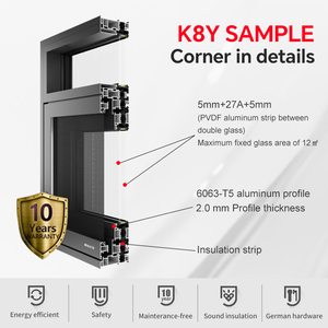 Năng lượng hiệu quả low-e Thêm mỏng khung cửa sổ kính cường lực derchi nfrc dân cư tối giản cửa sổ nhôm kính đôi - Product Image 3