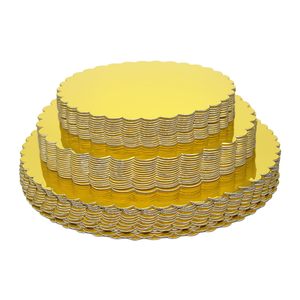 20cm 3mm Wholesale Cross-border Golden Color Lace Round Oil-proof Corrugated Paper <strong>Cake</strong> Board <strong>Cake</strong> Base <strong>Tray</strong> - Product Image 1