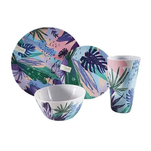 Tropicana Collocation Fashion customized plant leaves leaf design melamine tableware dinnerware gift set
