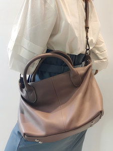 Nouveau sac fourre-tout décontracté en cuir véritable pour femme, à porter à l'épaule ou en bandoulière, imperméable, fermeture ouverte, plusieurs couleurs disponibles - Product Image 3