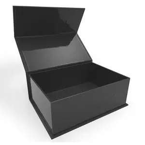 good looking excellent black hard rigid cardboard box with magnetic lock for gift and cosmetic kit shipping
