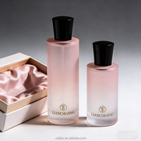 Flacon de parfum en verre dépoli rose dégradé de luxe, cylindre droit, logo personnalisé par estampage à chaud, flacon pulvérisateur cosmétique vide