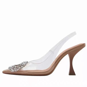 Factory Wholesale Quality Women's Rhinestones Fine High Heels Glass With Bridal Shoes - Product Image 2
