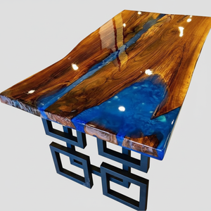 Luxury Handcrafted <b>Rectangle</b> Epoxy Resin Acacia Wood Dining <b>Table</b> Modern Home Office Hotel Living Room Use Sympathy Retirement - Product Image 2