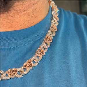 Pass <span class=keywords><strong>Diamond</strong></span> Tester Custom Hip Hop Jewelry 20mm Mens Baguette Moissanite <span class=keywords><strong>Heart</strong></span> Iced Out <span class=keywords><strong>Collar</strong></span> de cadena de eslabones cubanos - Product Image 4
