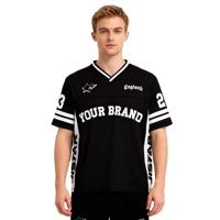 T-shirts personnalisés à col en V, tricotés 220g, imprimés par sublimation pour hommes, vêtements de sport, vêtements de rue amples, uniformes de club de football.
